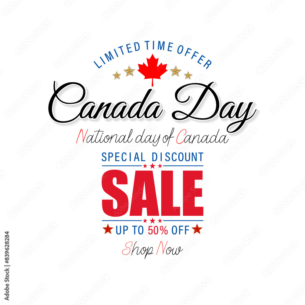 Holiday design, background with 3D and handwriting texts, maple leaf and national flag colors for Canada National day, sales and commercial events; Vector illustration. Holiday design, background with 3D and handwriting texts, maple leaf and national flag colors for Canada National day, sales and commercial events; Vector illustration.