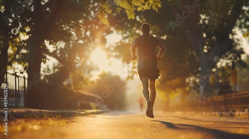 male runner pounding the pavement his determination mirrored in his steady pace © HaiderShah