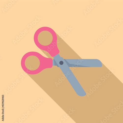 Pair of pink scissors is shown, implying the act of cutting