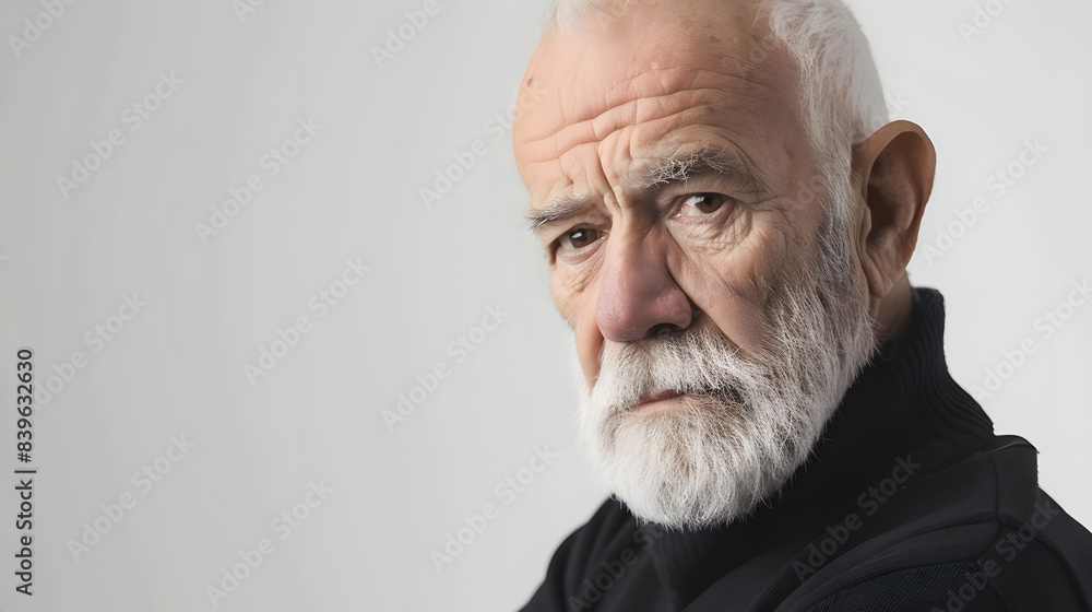 elderly man with a serious and contemplative look against white background. generative ai elderly man with a serious and contemplative look against white background. generative ai