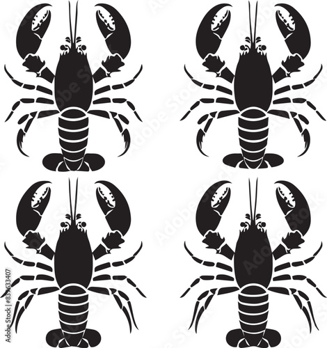 Vector illustration of a shrimp, a member of the Caridea order, depicted in a scratchboard style. This hand-drawn image captures the intricate details of the shrimp's anatomy