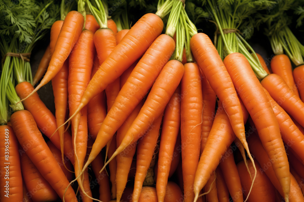 Fresh bunch of carrots with greens Fresh bunch of carrots with greens