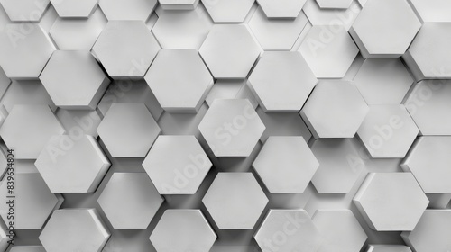 Geometric 3D hexagon pattern background with a monochrome palette and blank area