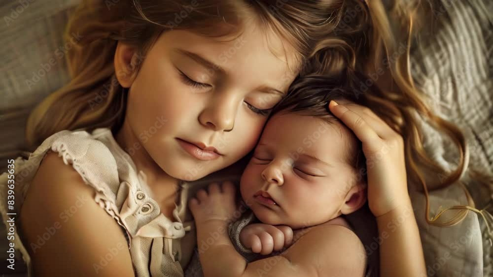 Blonde girl holding newborn baby in her arms Blonde girl holding newborn baby in her arms