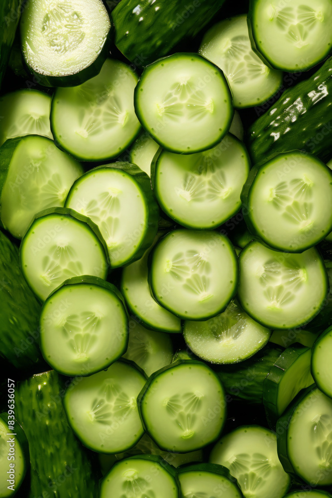 Fresh cucumber slices with water drops Fresh cucumber slices with water drops