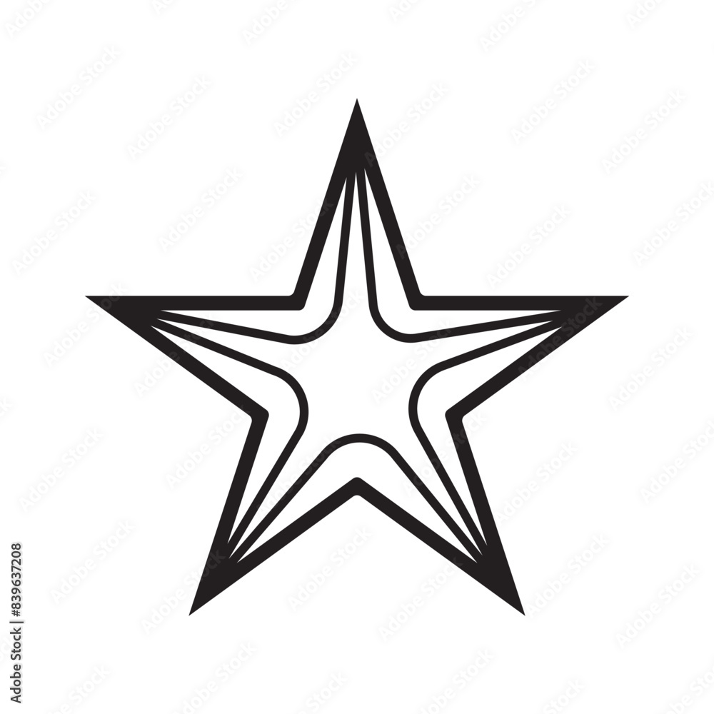 Star icon, vector on white background. Star silhouette, symbol with stroke line. Simple star icon in flat style. Vector illustration. Star icon, vector on white background. Star silhouette, symbol with stroke line. Simple star icon in flat style. Vector illustration.