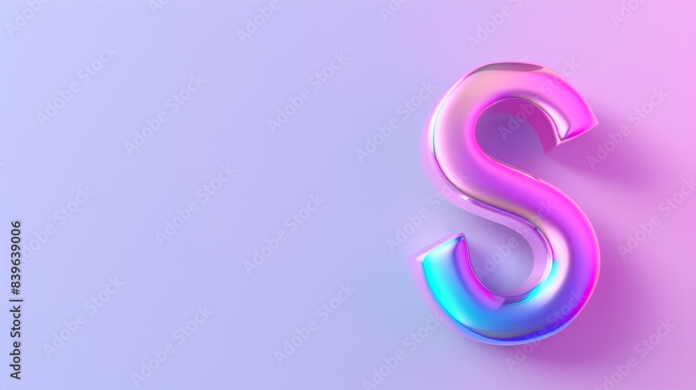 Glossy letter s showcases a beautiful neon gradient of pink, purple, and blue on a soft pastel background. the design is ideal for modern graphic projects, branding, logos, or digital art Glossy letter s showcases a beautiful neon gradient of pink, purple, and blue on a soft pastel background. the design is ideal for modern graphic projects, branding, logos, or digital art