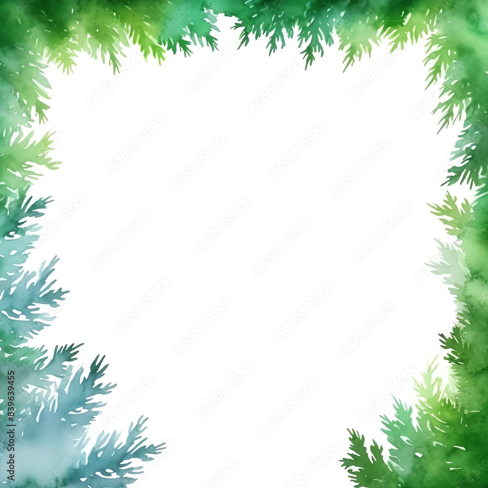 Watercolor frame with green foliage. Bright and fresh illustration perfect for invitations, cards, and nature-themed designs. Watercolor frame with green foliage. Bright and fresh illustration perfect for invitations, cards, and nature-themed designs.