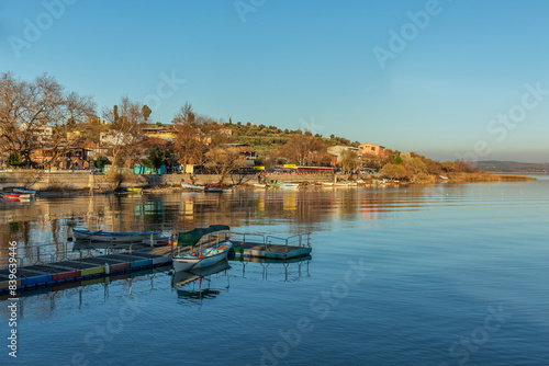 Uluabat Lake fishing boats and Gölyazı photo