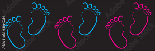 baby feet icon vector set. footprint, newborn, kids feet sign
