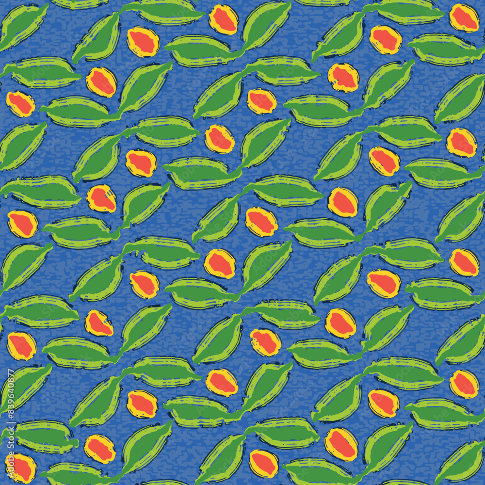 Tropical Floral Motif Textured Pattern Tropical Floral Motif Textured Pattern