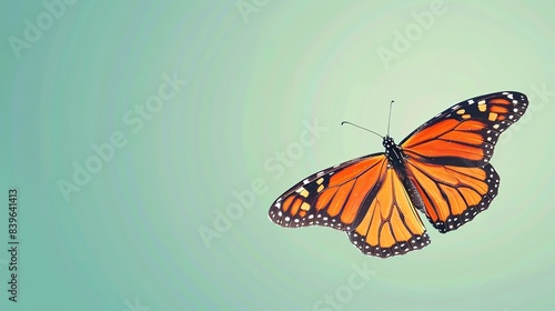 Monarch Butterfly, border, background Wallpaper, blank in the middle, minimalism, negative space, use for postcard template © Thanakrit