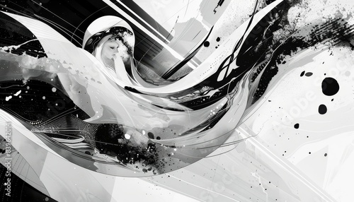 Monochrome abstract design showcasing an assortment of intricate and varied patterns