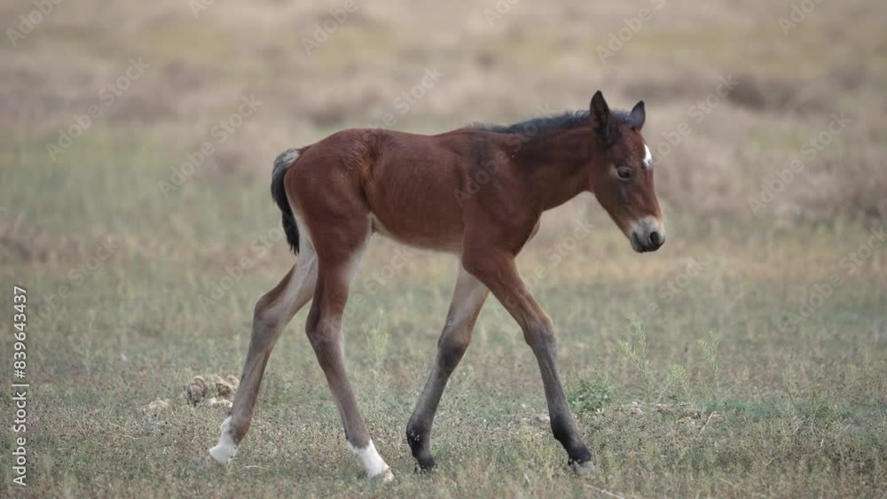 Wild Horse foal walking in slow motion in the South Onaqui herd in Utah. Wild Horse foal walking in slow motion in the South Onaqui herd in Utah.