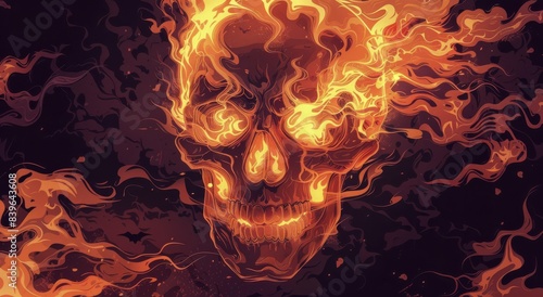 Digital Illustration of a Skull Engulfed in Flames