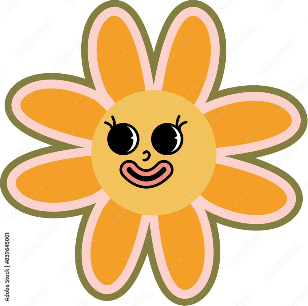 Trendy retro 90s 00s cartoon style. Vector illustration flower Trendy retro 90s 00s cartoon style. Vector illustration flower