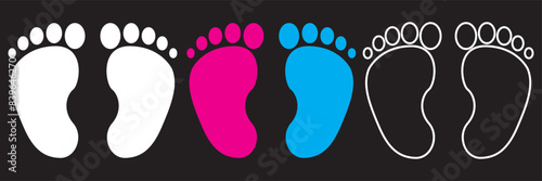 baby feet icon vector set. footprint, newborn, kids feet sign