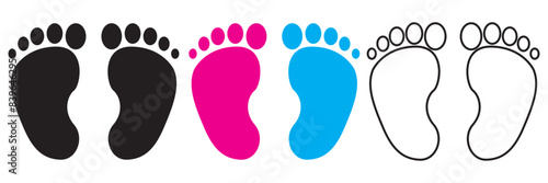 baby feet icon vector set. footprint, newborn, kids feet sign