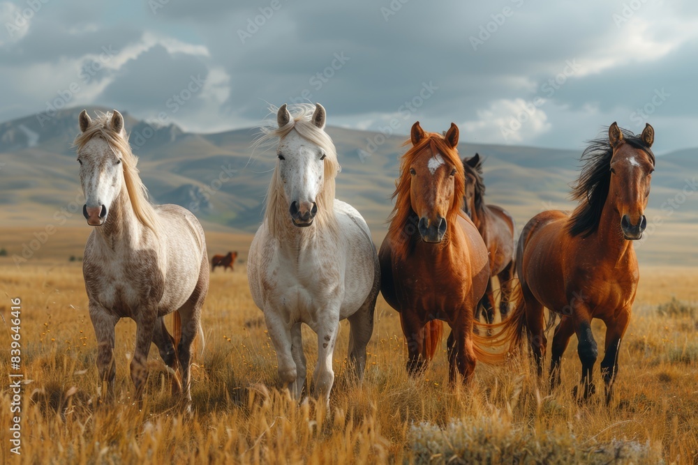 rural horseback riding, horses galloping in expansive fields with distant mountains, showcasing the natural allure of rural living alongside animals rural horseback riding, horses galloping in expansive fields with distant mountains, showcasing the natural allure of rural living alongside animals