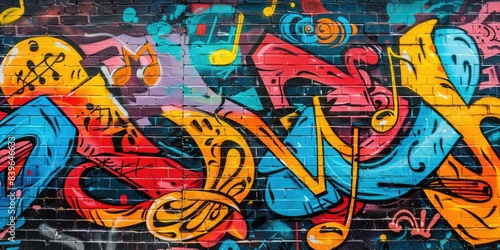 Wallpaper Mural Bold Graffiti with Music Notes Torontodigital.ca