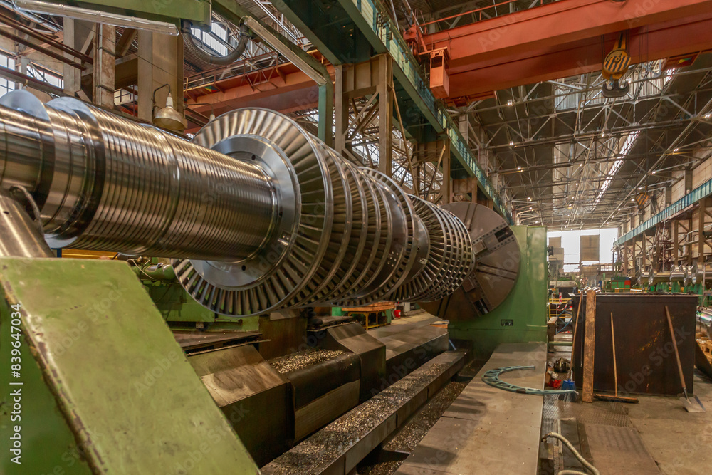 Closeup view of a steam turbine shaft. Closeup view of a steam turbine shaft.