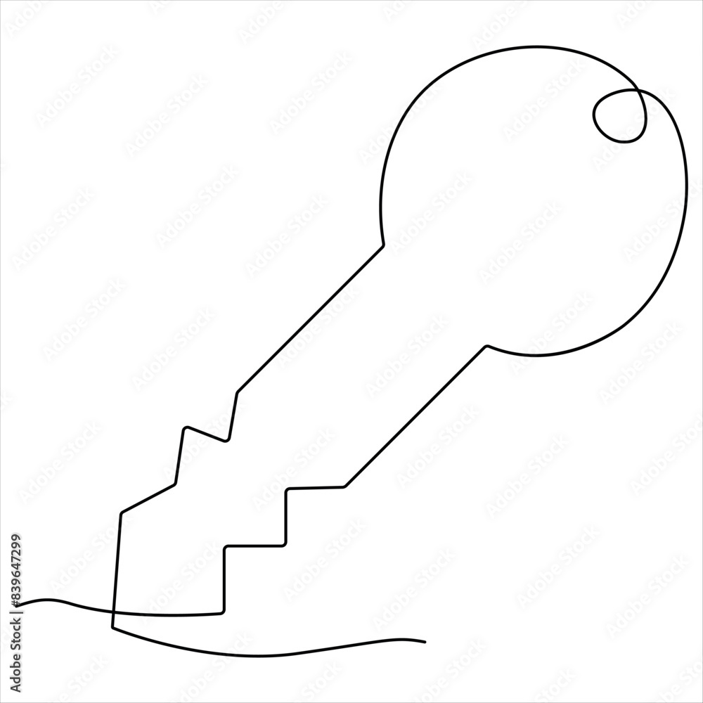 Continuous key single line art drawing best use for logo minimalist vector illustration Continuous key single line art drawing best use for logo minimalist vector illustration