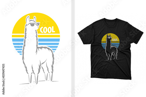 cool llama t-shirt design and artwork, llama tee template