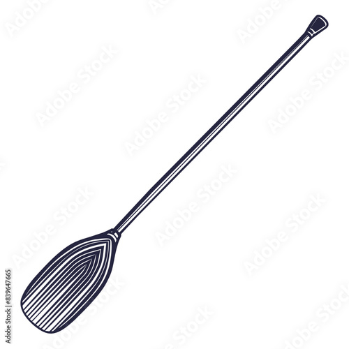 Meticulously crafted boat oar or paddle in linocut style, perfect for nautical themes with its marine inspired design, blending both traditional and contemporary artistic ocean elements