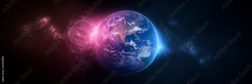 Obraz premium Blue planet earth and space background