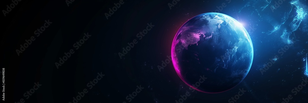 Fototapeta premium Blue planet earth and space background
