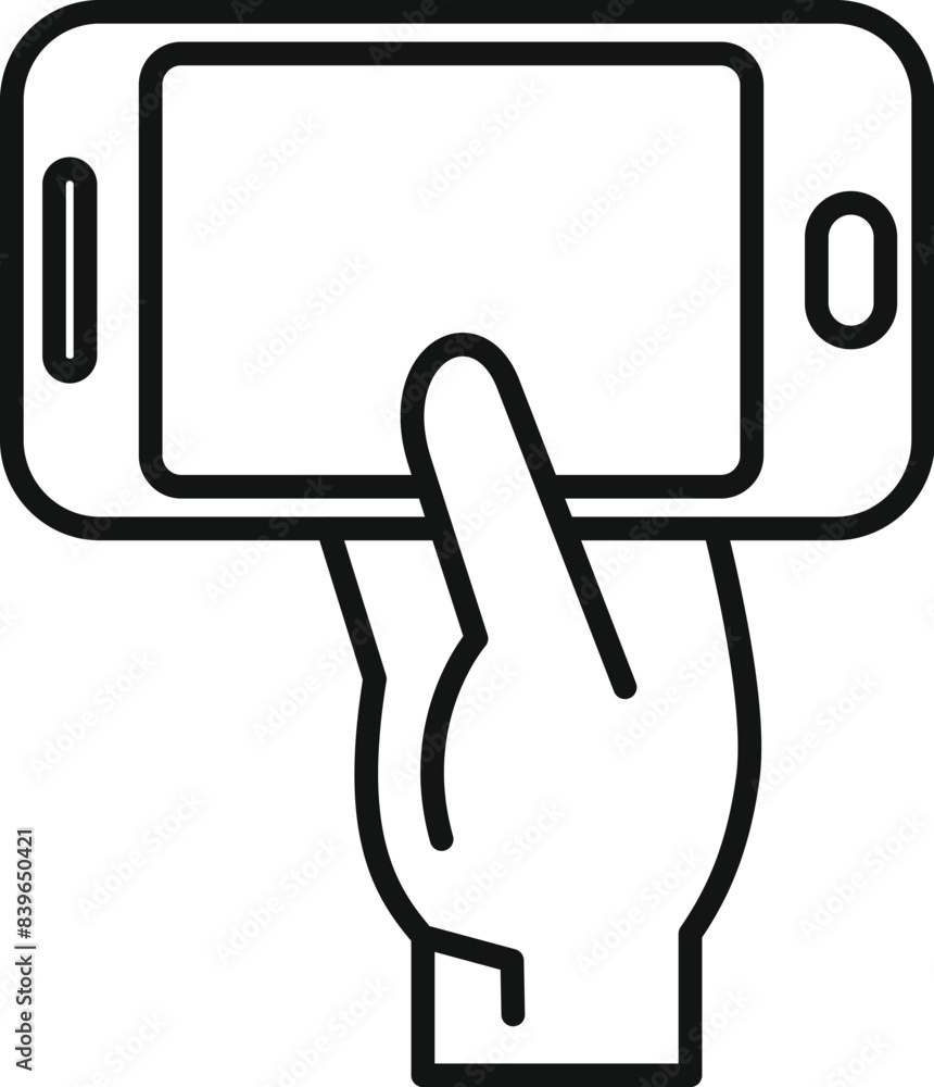 Close up of a hand holding a smartphone gadget for communication and technology, with a digital screen for browsing, texting, calling, and using apps, on a white background Close up of a hand holding a smartphone gadget for communication and technology, with a digital screen for browsing, texting, calling, and using apps, on a white background