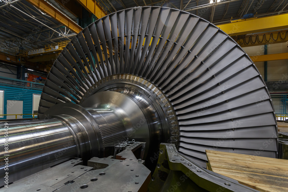 Assembly of a steam turbine rotor in a plant workshop. Stock Photo ...