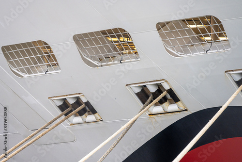 Bow hawseholes of a large cruise ship. photo