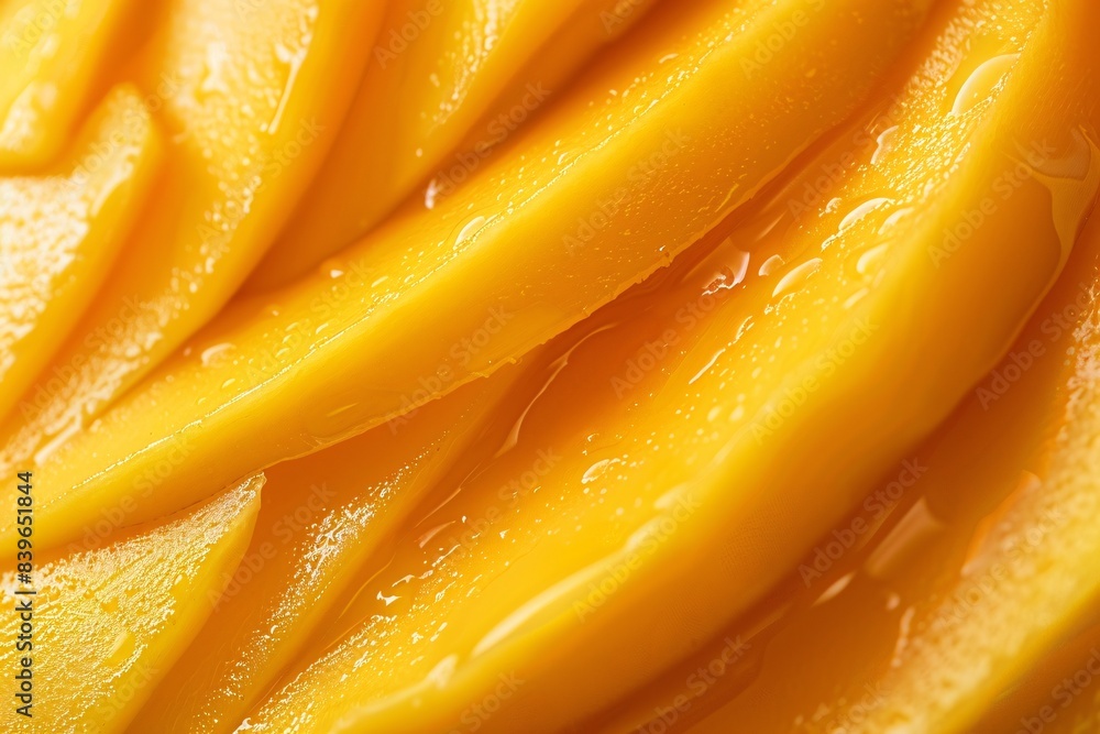 Detailed View of Fresh Mango Slices with Water Droplets Detailed View of Fresh Mango Slices with Water Droplets