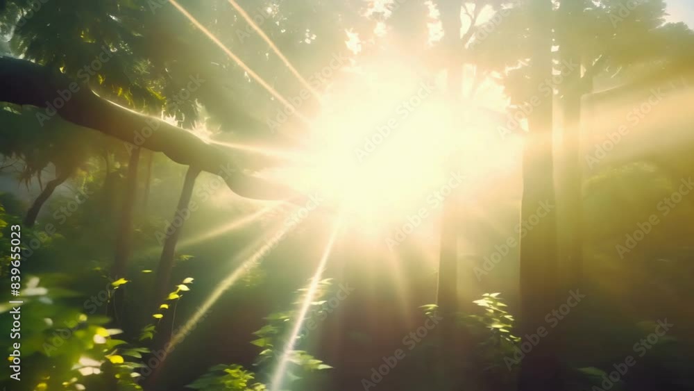 sun shining through the trees