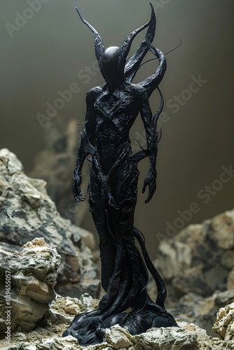 3D Modeling, In the depths of the abyss, the arbiter of resourcefulness harnesses the power of darkness to enforce their will, their cunning matched only by their cruelty., Photorealism photo