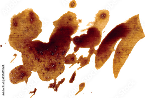 Spilled black coffee, splashes and drops in different directions