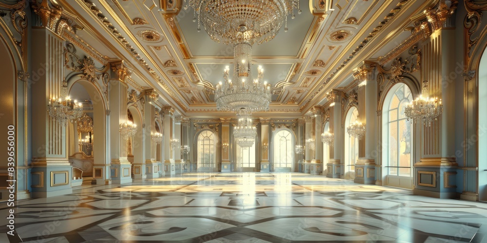 Obraz premium Elegant Ballroom with Crystal Chandeliers
