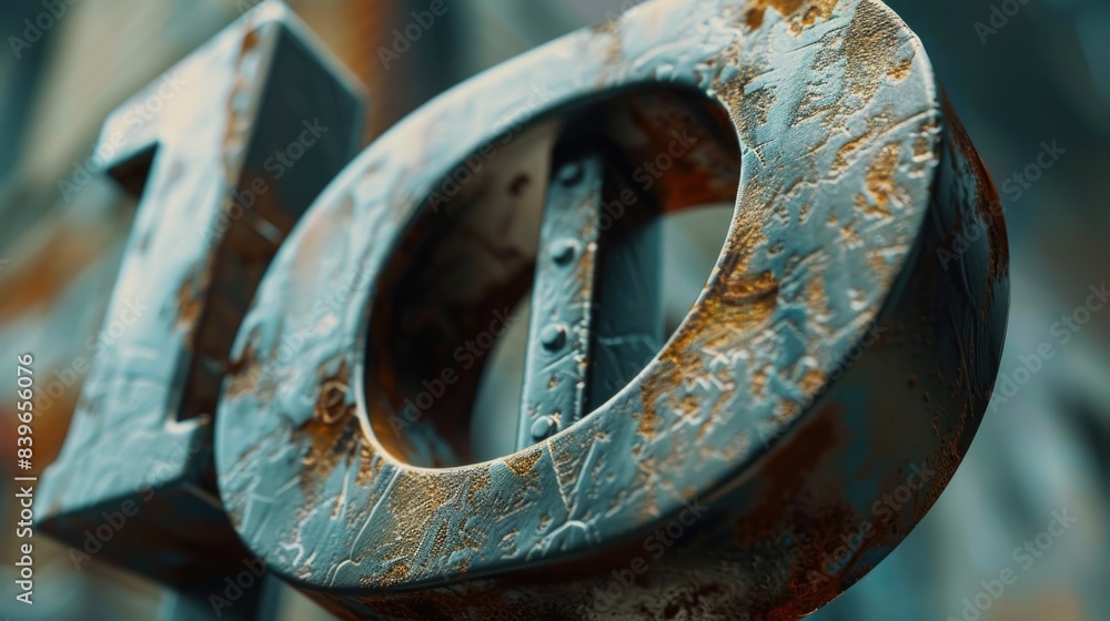 A close-up shot of a rusty metal sign displaying the number 10 A close-up shot of a rusty metal sign displaying the number 10