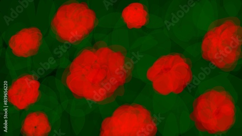 Illustration Watercolor painting of red roses on green leaves  hand drawn