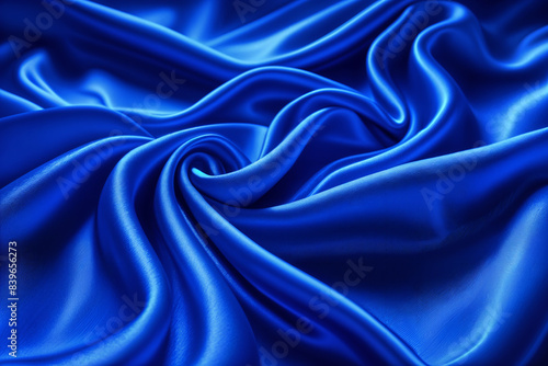 Wallpaper Mural A close-up view of blue satin fabric, with its smooth and shiny texture captured in detail. Torontodigital.ca