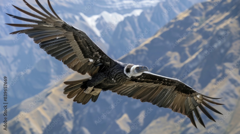 Obraz premium Large bird soaring above mountains