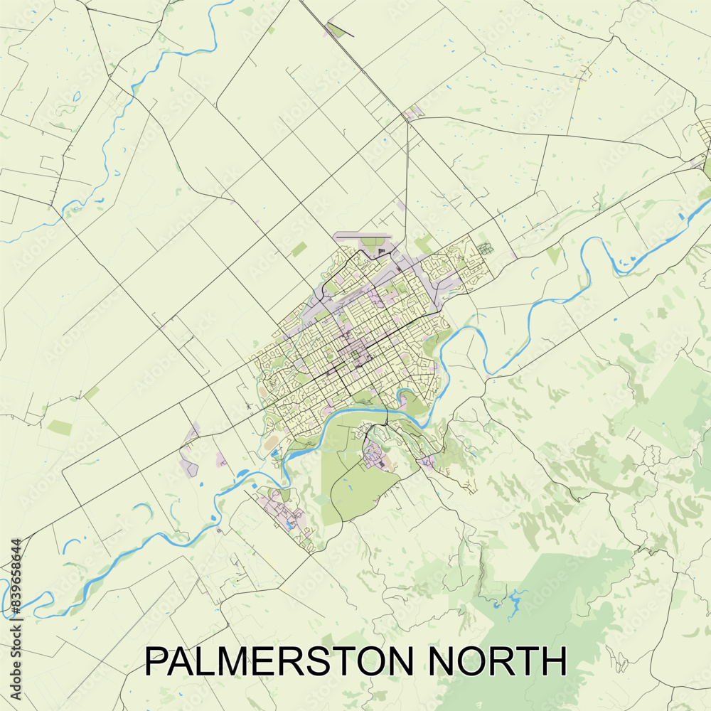 Palmerston North, New Zealand map poster art Palmerston North, New Zealand map poster art