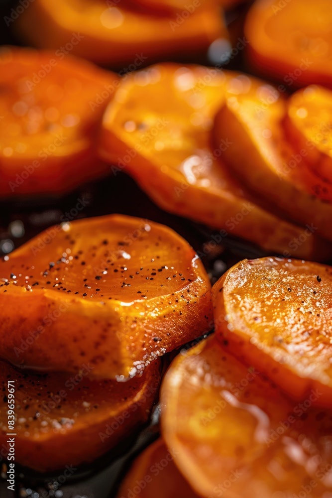 Fresh sliced oranges sizzling on a grill, perfect for a summer barbecue or picnic Fresh sliced oranges sizzling on a grill, perfect for a summer barbecue or picnic