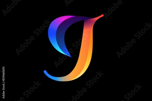 A colorful alphabet letter J on a dark background photo