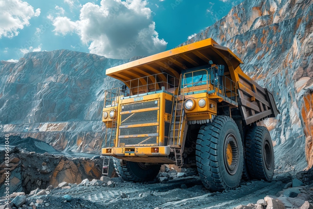 Large mining truck with open cabin in Large mining truck with open cabin in