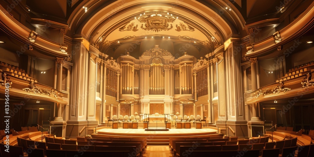 Luxurious Theater Hall with Red Curtains Luxurious Theater Hall with Red Curtains