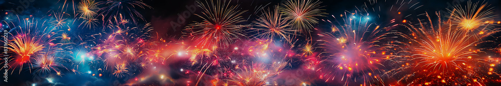 Long banner fireworks in the night sky background Long banner fireworks in the night sky background