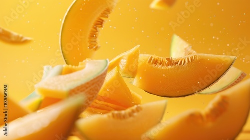 A close-up shot of a juicy slice of melon, perfect for showcasing the fruit's texture and color