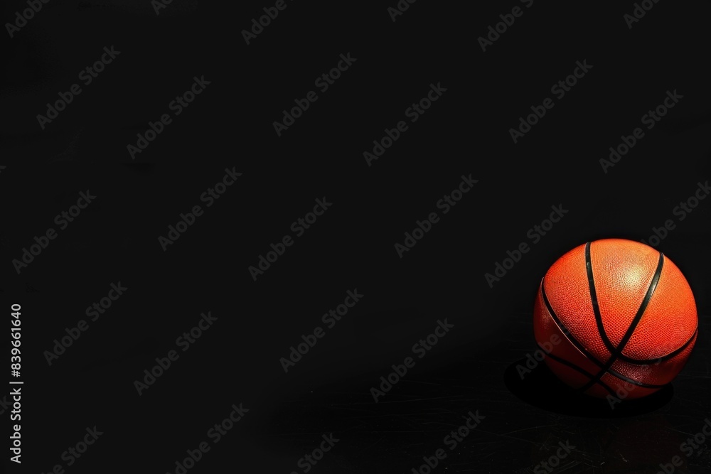 Fototapeta premium A basketball ball sits alone on a table